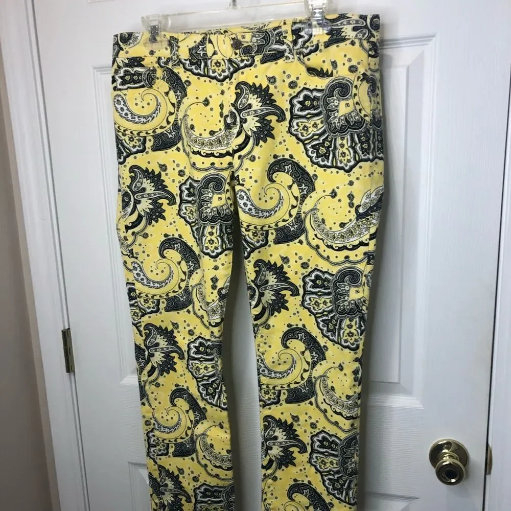 Ralph Lauren LRL Lauren Jeans yellow paisley print capris pants jeans, size 10 - Picture 3 of 14